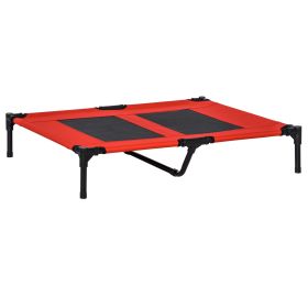 Elevated Cooling Dog Cot Pet Bed with Mesh Ventilation for Summer Comfort Red, 36" x 30"