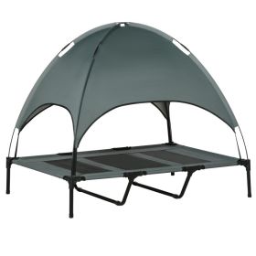 Elevated Portable Dog Cot Cooling Pet Bed with UV Protection Canopy Shade, 48" x 36" (Option: Grey-910x230x100 mm)