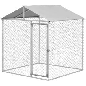 Dog Kennel Outdoor for Small Medium Dogs with Waterproof Roof, Silver 6.6' x 6.6' x 7.8' (Option: Silver-1935x315x80 mm)