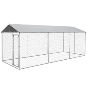 Outdoor Dog Kennel for Large-Sized Dogs with Waterproof UV Resistant Roof, Silver 19.7' x 7.5' x 7.5' (Option: Silver-1830x380x150 mm)