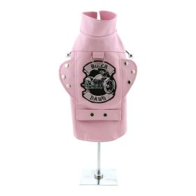 Biker Dawg Motorcycle Dog Jacket (Color: Pink, Size: X-Small)