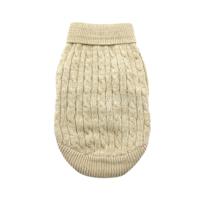 Combed Cotton Cable Knit Dog Sweater (Color: Oatmeal, Size: XX-Small)