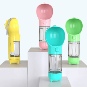 Multifunction Pet Dog Water Bottle For Cat Dogs Travel Puppy Drinking Bowl Outdoor Pet Water Dispenser Feeder Pet Product (Color: Pink, Size: S 300ML)