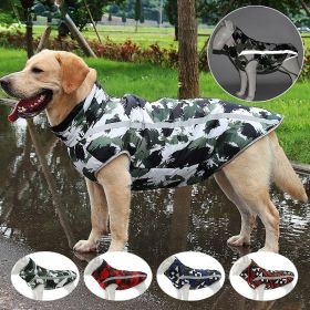 Winter windproof dog warm clothing; dog jacket; dog reflective clothes (Color3: Blue grid, Size: 5XL)