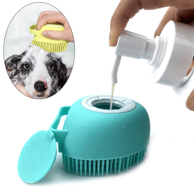 Pet Hair Comb Bath Brush Shampoo Brush Soft Silicone Comb Hair Scalp Massager For Dogs (Color: Square Pink, Size: As Pictured)