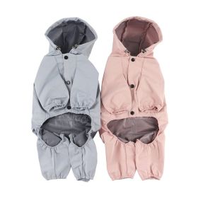 Pet dog clothing waterproof breathable reflective clothing small dog raincoat; Light reflecting strip (Color3: Pink, Size: S)