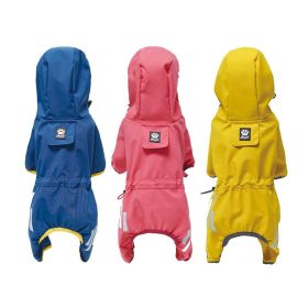 Small dog raincoat; body full surrounding; waterproof poncho pet clothes; with tow holes in the back (Color3: Lake blue, Size: S (recommended weight 2-3 kg))