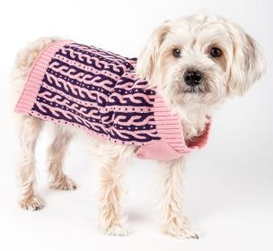Harmonious Dual Color Weaved Heavy Cable Knitted Fashion Designer Dog Sweater (Size: X-Small)
