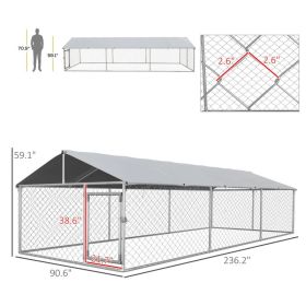 Outdoor Dog Kennel For Large-Sized Dogs With Waterproof UV Resistant Roof, Silver (Option: Silver Grey)