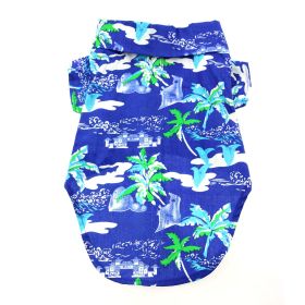 Hawaiian Camp Shirt (Color: Ocean Blue and Palms, Size: XX-Small)