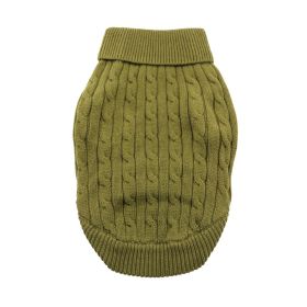 Combed Cotton Cable Knit Dog Sweater (Color: Herb Green, Size: X-Small)