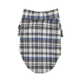 Flannel Dog Shirt (Color: Gray and Blue Plaid, Size: X-Small)
