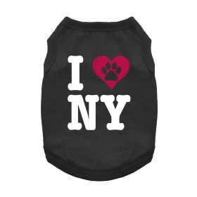 I Love New York Dog Shirt (Color: Jet Black, Size: Small)