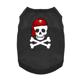 Pirate Skull with Red Bandana Dog Shirt (Color: Jet Black, Size: Small)