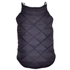 Reversible Fleece Lined Puffer Dog Coat (Color: Black and White Plaid, Size: Small)