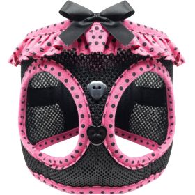 American River Choke Free Dog Harness Polka Dot Collection (Color: Hot Pink and Black Polka Dot, Size: Medium)