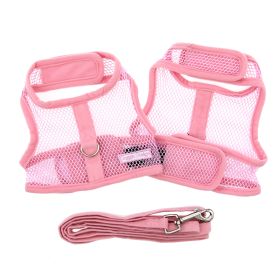 Cool Mesh Dog Harness with Leash (Color: Solid Pink, Size: Medium)