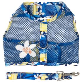 Cool Mesh Dog Harness with Leash (Color: Catching Waves, Size: Medium)