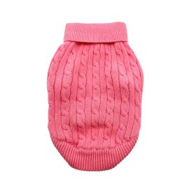 Combed Cotton Cable Knit Dog Sweater (Color: Candy Pink, Size: Small)