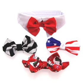 White Collar Bow Tie Set with 4 Interchangeable Bows (Size: Medium)