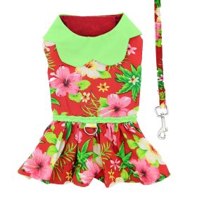 Hawaiian Red Hibiscus Designer Dog Dress (Size: Medium)