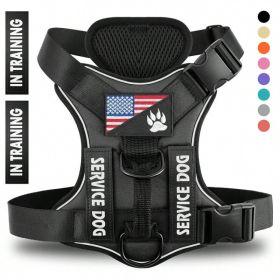 Reflective Breathable Solid Color Polyester Dog Harness (Option: Black-XS)