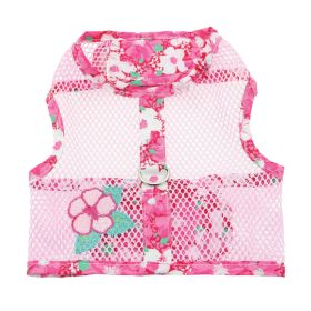 Cool Mesh Dog Harness with Leash (Color: Hawaiian Hibiscus Pink, Size: X-Small)