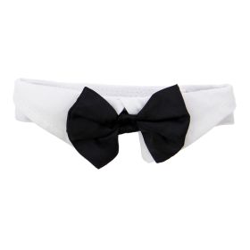 White Collar with Black Satin Bow Tie (Size: X-Large)