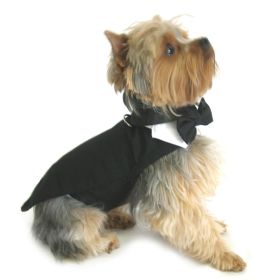 Black Dog Harness Tuxedo w/Tails, Bow Tie, and Cotton Collar (Size: 3X-Large)