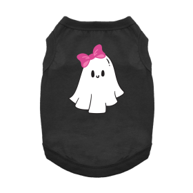 Cute Ghost with Bow Dog Shirt (Color: Jet Black, Size: 2X-Large)