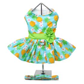 Pineapple Luau Dog Harness Dress with Matching Leash (Size: X-Large)