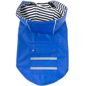 Slicker Raincoat with Striped Lining (Color: Cobalt Blue, Size: 3X-Large)