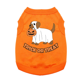 Trick or Treat Pup Dog Shirt (Color: Sunset Orange, Size: X-Large)