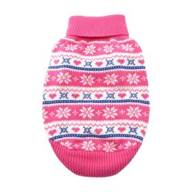 Combed Cotton Snowflake and Hearts Dog Sweater (Color: Pink, Size: Medium)