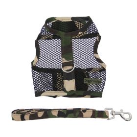 Cool Mesh Dog Harness with Leash (Color: Camouflage, Size: Large)