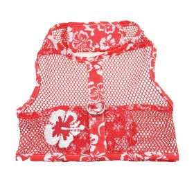Cool Mesh Dog Harness with Leash (Color: Hawaiian Hibiscus Red, Size: Large)