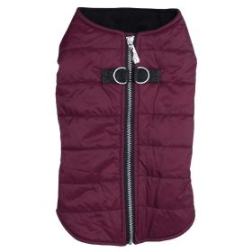 Zip-up Dog Puffer Vest (Color: Burgundy, Size: Small)